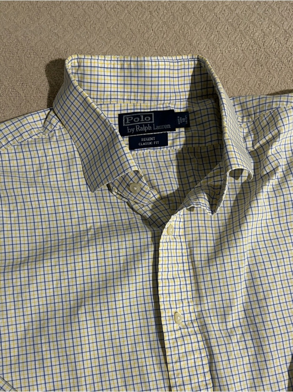 Polo by Ralph Lauren Yellow & Blue Checked Classic Fit Dress Shirt